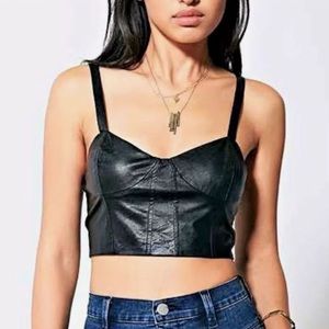 Lucca Couture Vegan Leather Bustier Crop Top